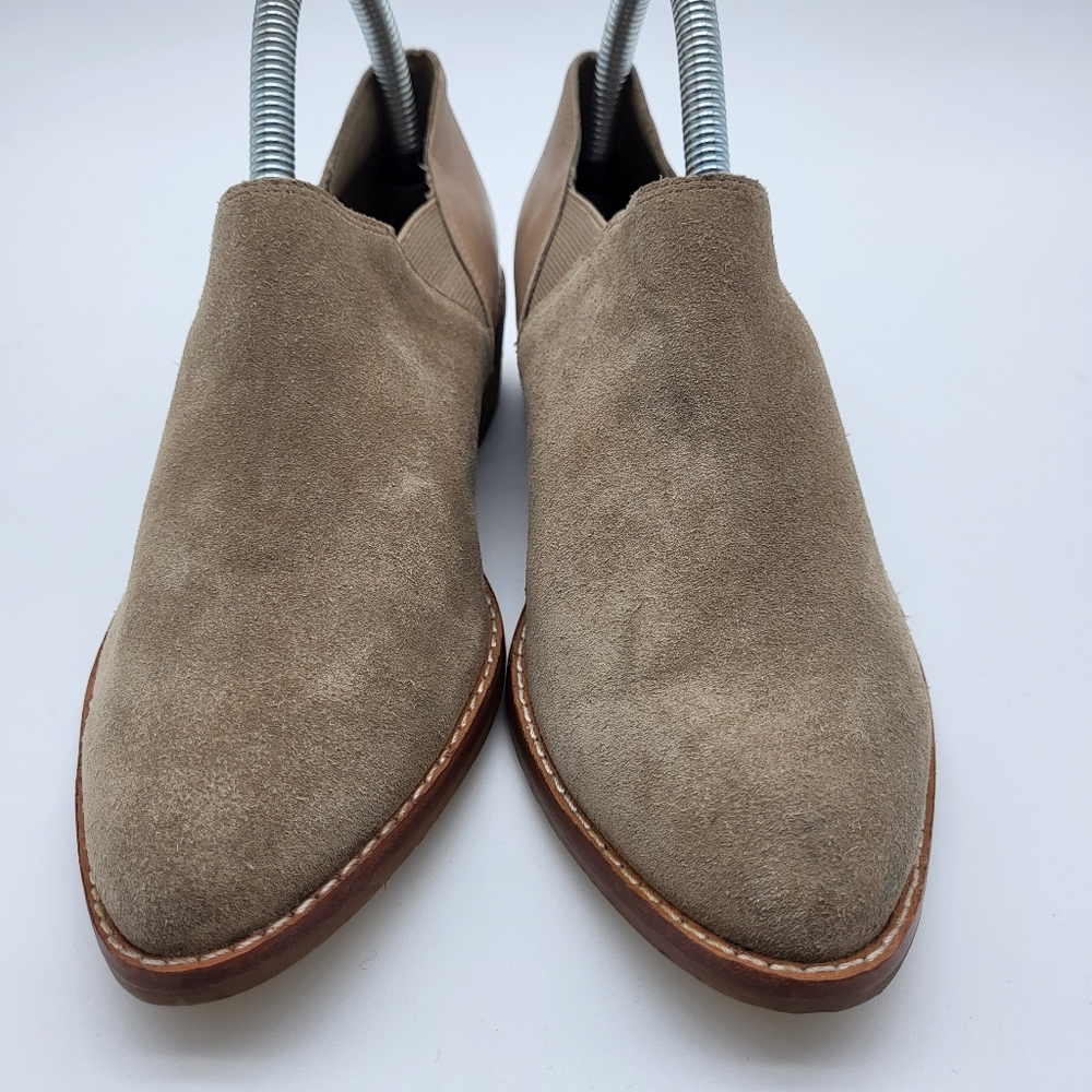 Aldo tan suede + leather slip on elasticized gores low heel western shoe Sz 7 - Picture 7 of 13